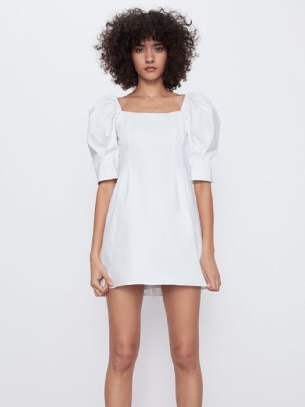 Zara Puff Sleeve Mini Dress White